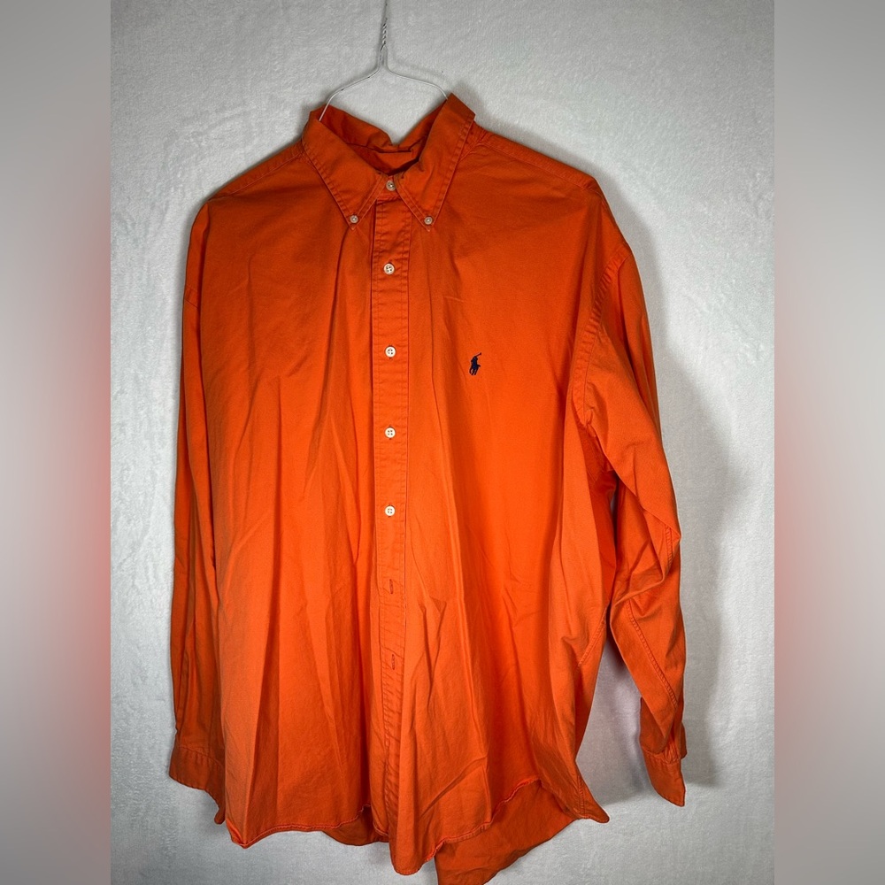 Ralph Lauren Men's Bright Orange Button Down Shirt